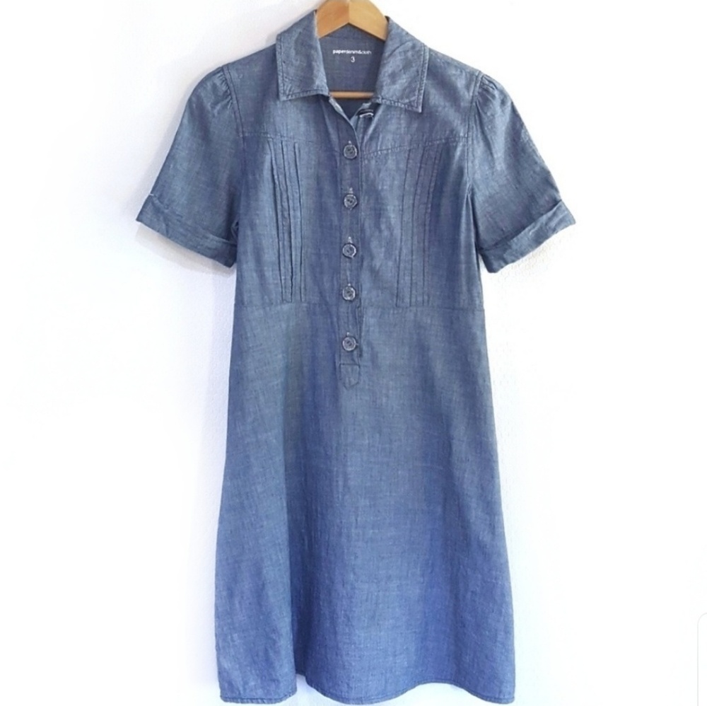 Paper Denim Cloth Shirt Dress Midi Aline Modest